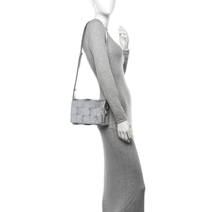 Bottega Veneta Metallic Lambskin Maxi Intrecciato Cassette Crossbody Bag Silver 2 of 11