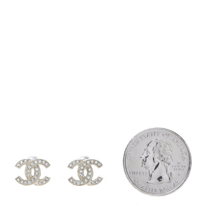 Chanel Crystal Timeless CC Earrings Light Gold 2 of 5