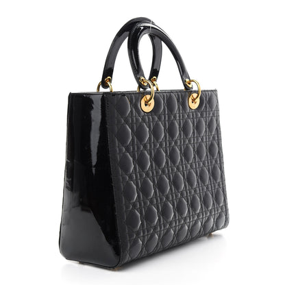 Christian Dior Patent Cannage Large Lady Dior Black 3 of 10