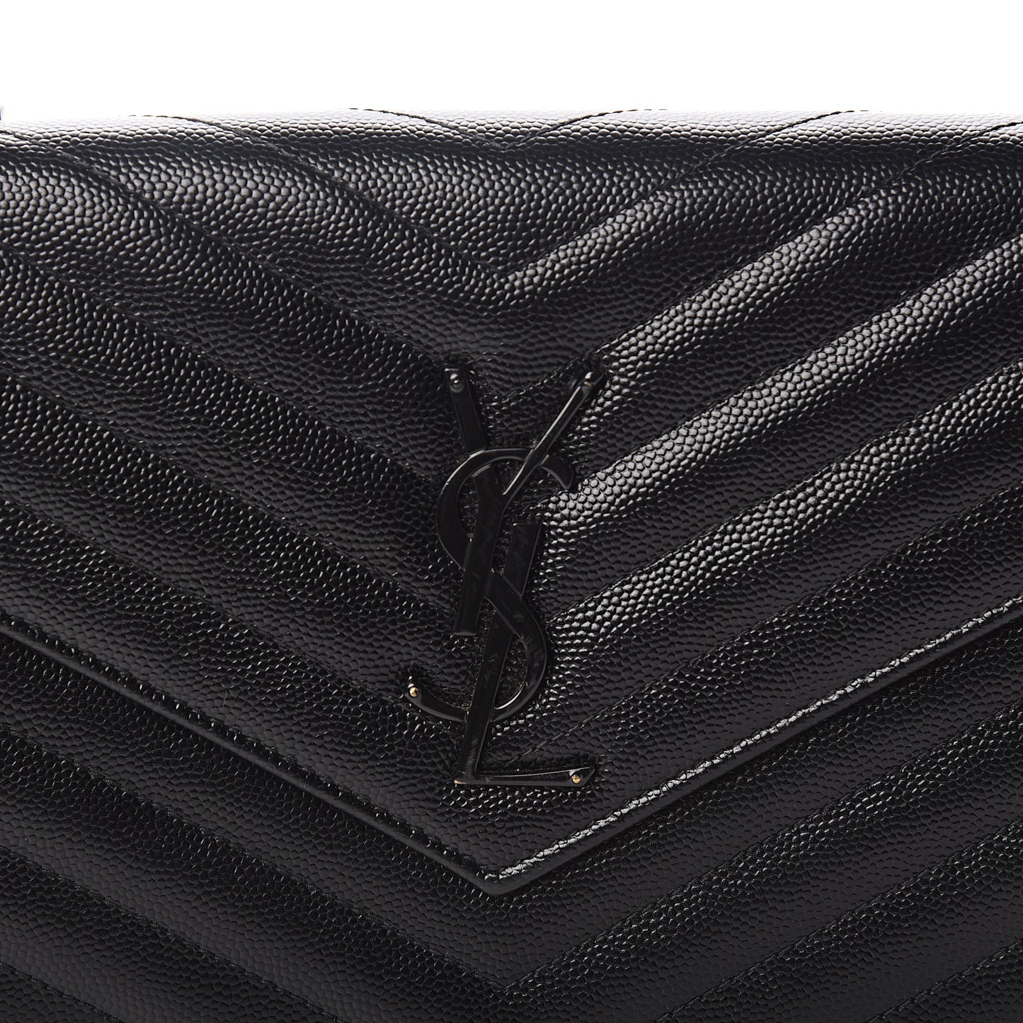 Grain De Poudre Matelasse Chevron Monogram Chain Wallet Black