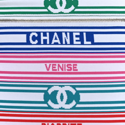 Chanel Mixed Fibers Lambskin Venise Biarritz Pouch White Multicolor 8 of 8