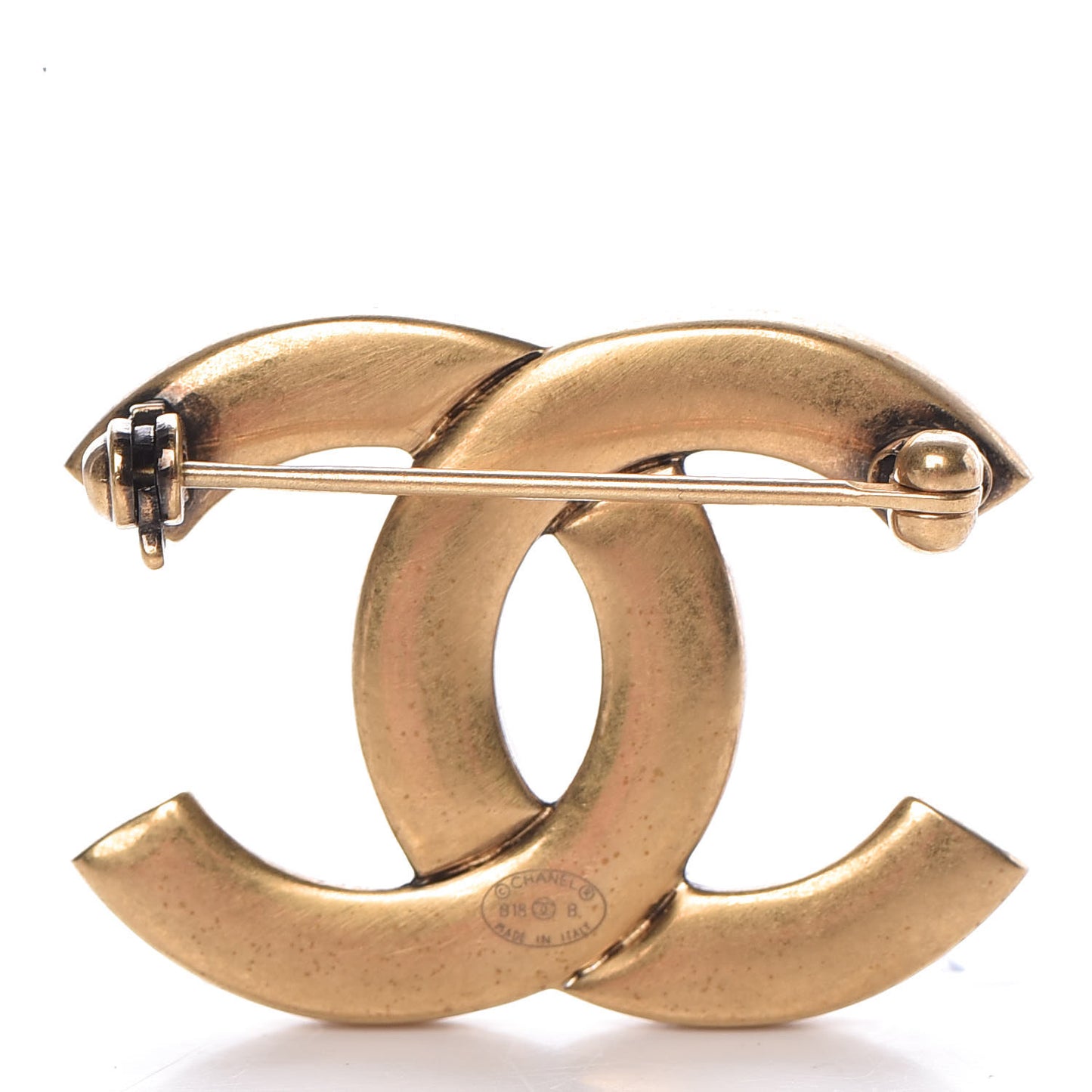 Metal CC Brooch Gold