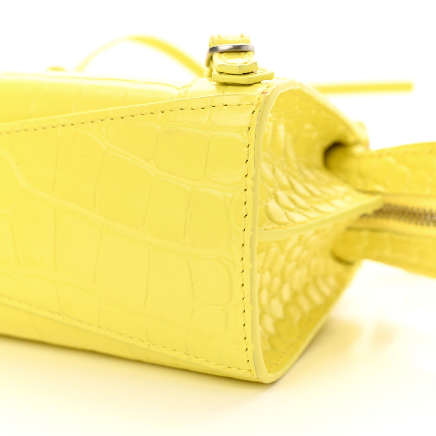 Calfskin Crocodile Embossed Neo Classic Hardware Nano City Crossbody Light Yellow