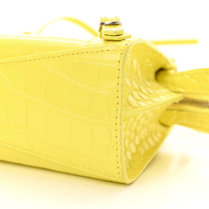 Balenciaga Calfskin Crocodile Embossed Neo Classic Hardware Nano City Crossbody Light Yellow 10 of 16