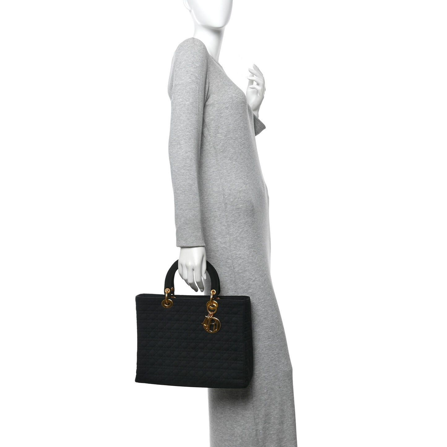 Nylon Cannage Large Lady Dior Black