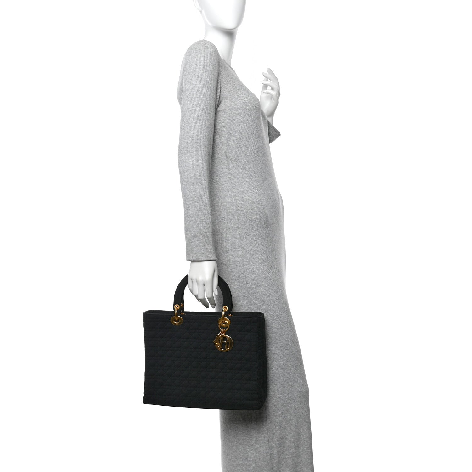 Christian Dior Nylon Cannage Large Lady Dior Black 2 of 9