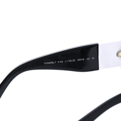 Chanel Acetate CC Lace Effect Sunglasses 5146 Black White 5 of 8