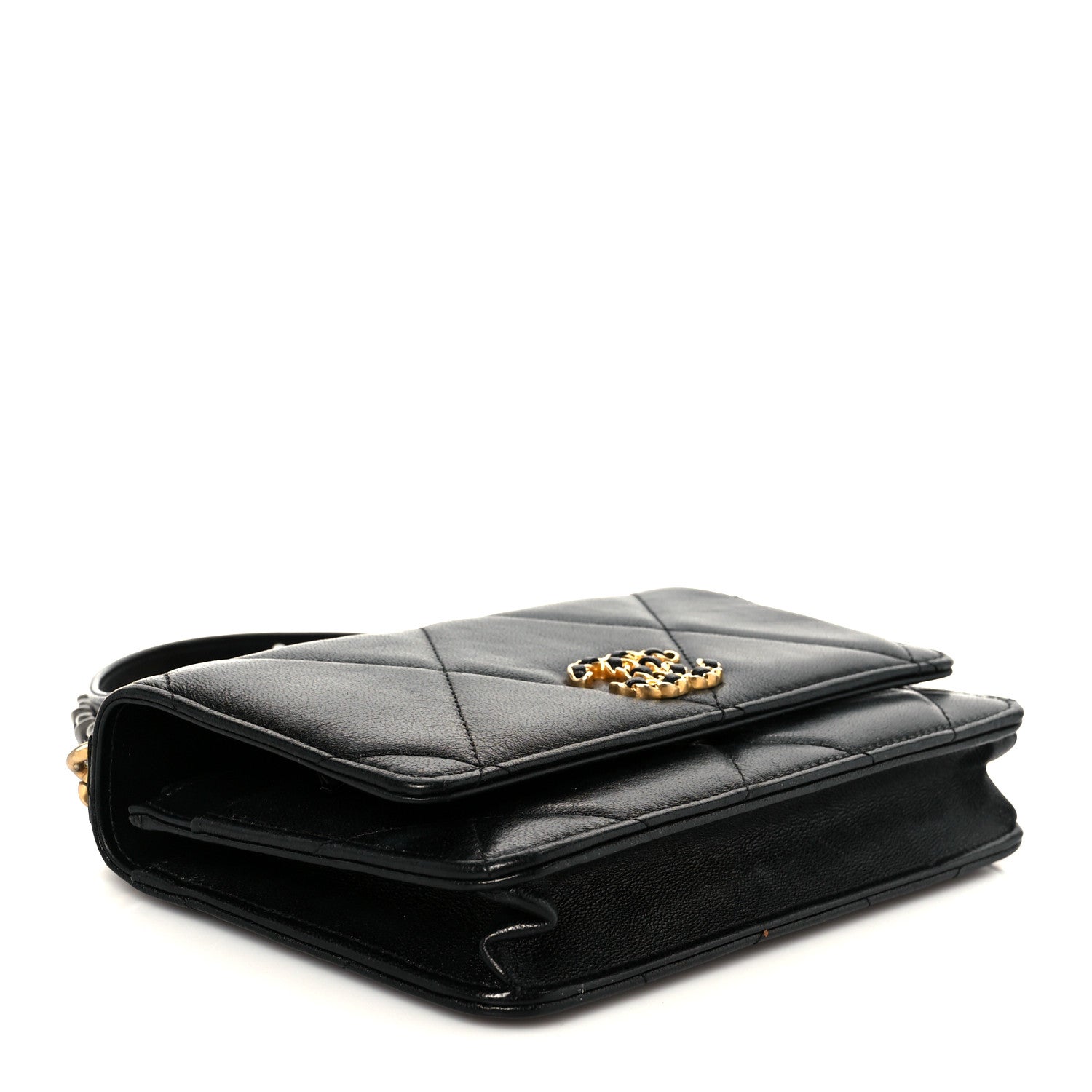 Chanel Goatskin Quilted Chanel 19 Wallet On Chain WOC Black 4 of 12