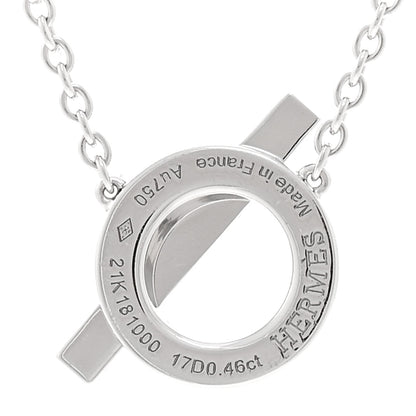 Hermes 18K White Gold Diamond Finesse Pendant Necklace 4 of 5