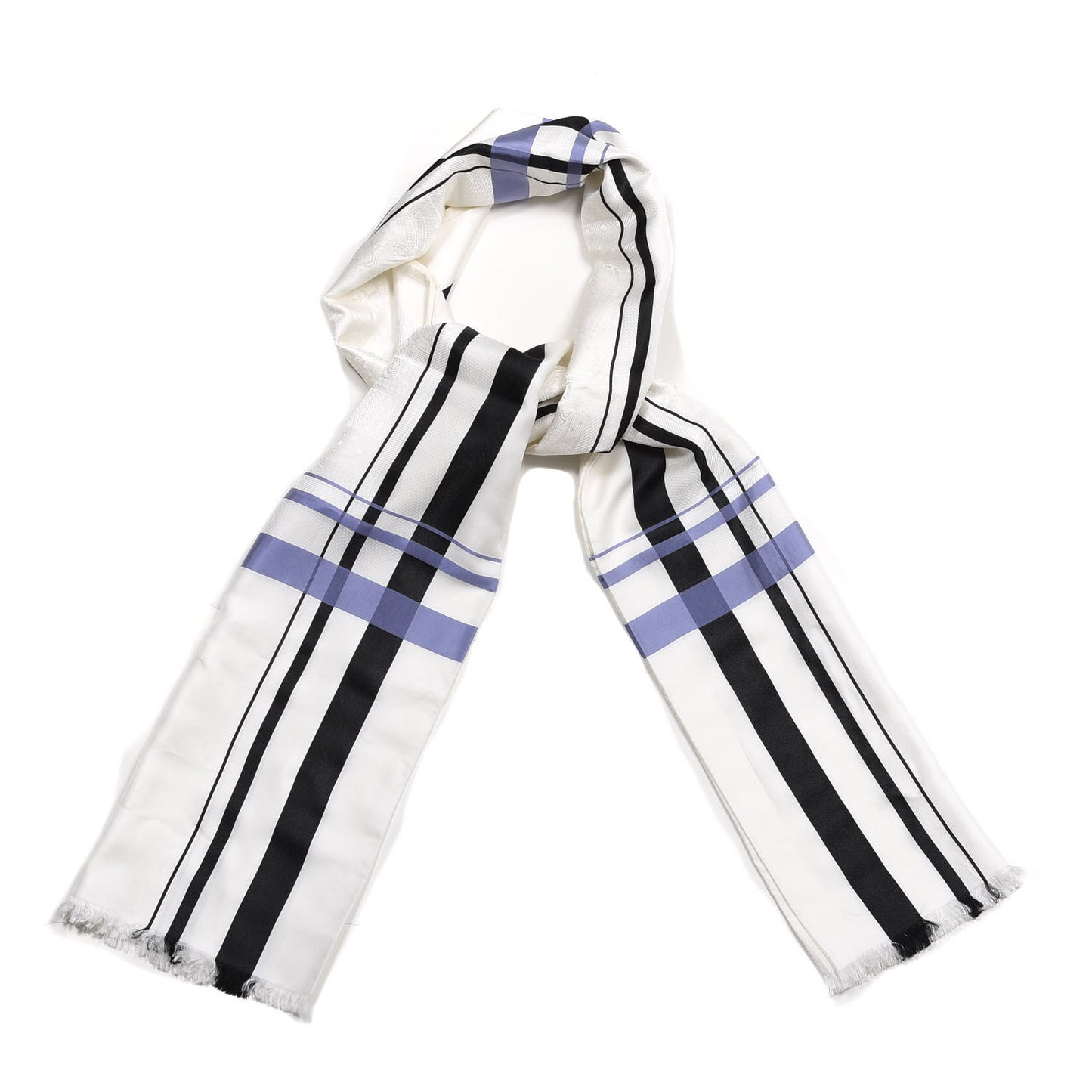 Silk Bi-Color Eperon d'Or Scarf Ivorie Black Lavande