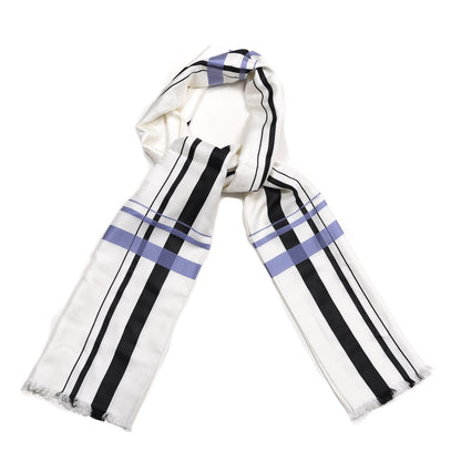 Hermes Silk Bi-Color Eperon d'Or Scarf Ivorie Black Lavande 1 of 4