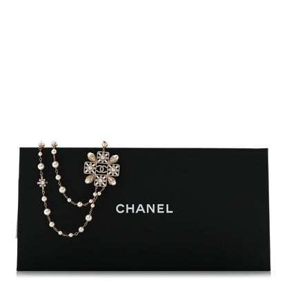Chanel Pearl Crystal CC Long Necklace Gold 7 of 7