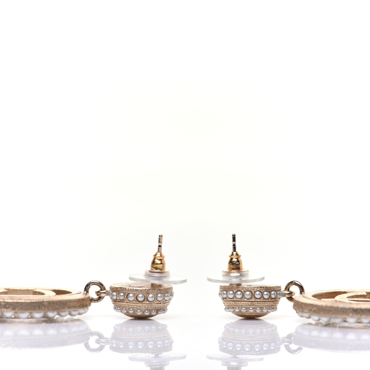 Pearl CC Drop Earrings Light Gold