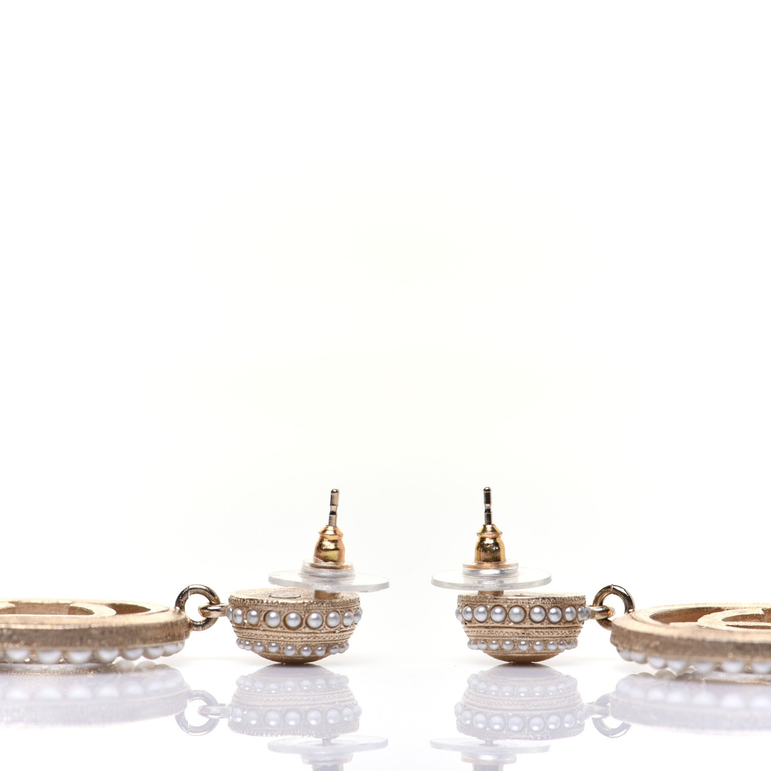Chanel Pearl CC Drop Earrings Light Gold 6 of 8