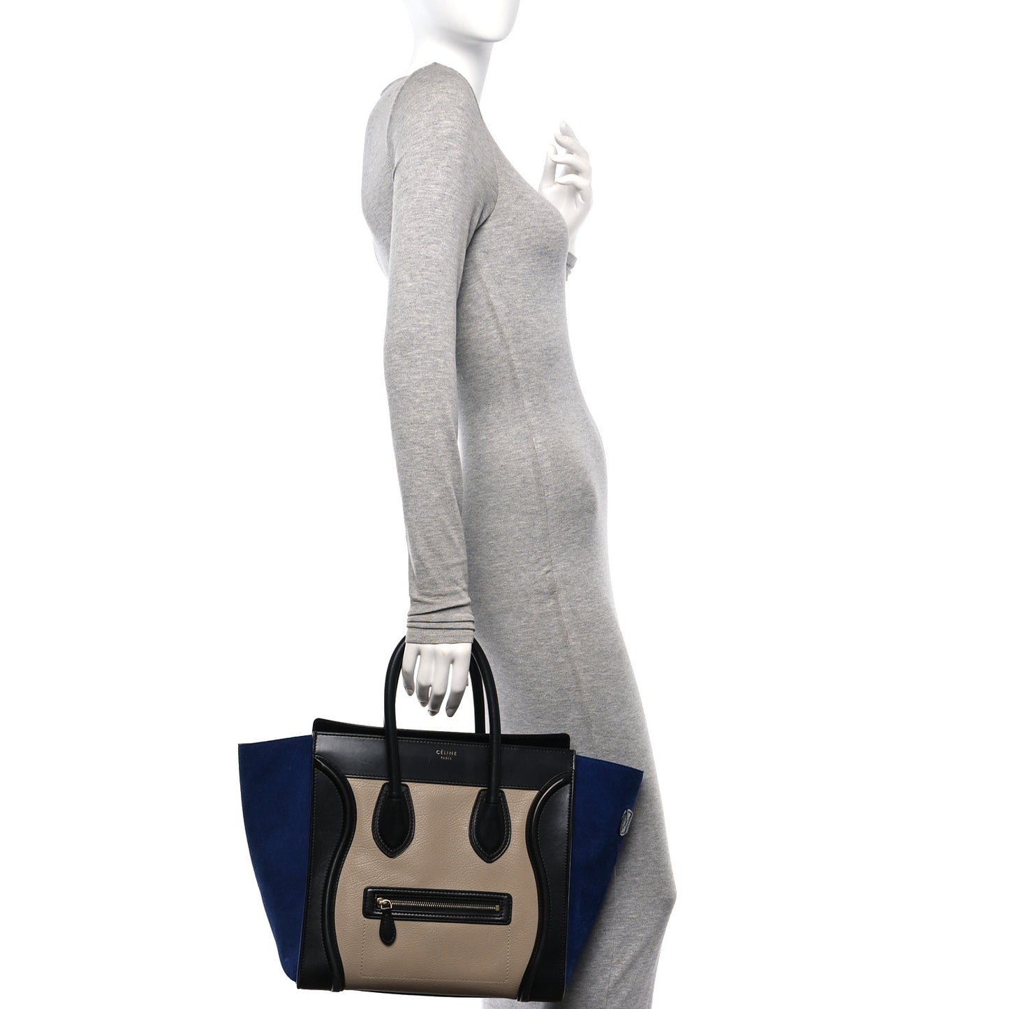 Elephant Calfskin Suede Mini Tri-Color Luggage Sand
