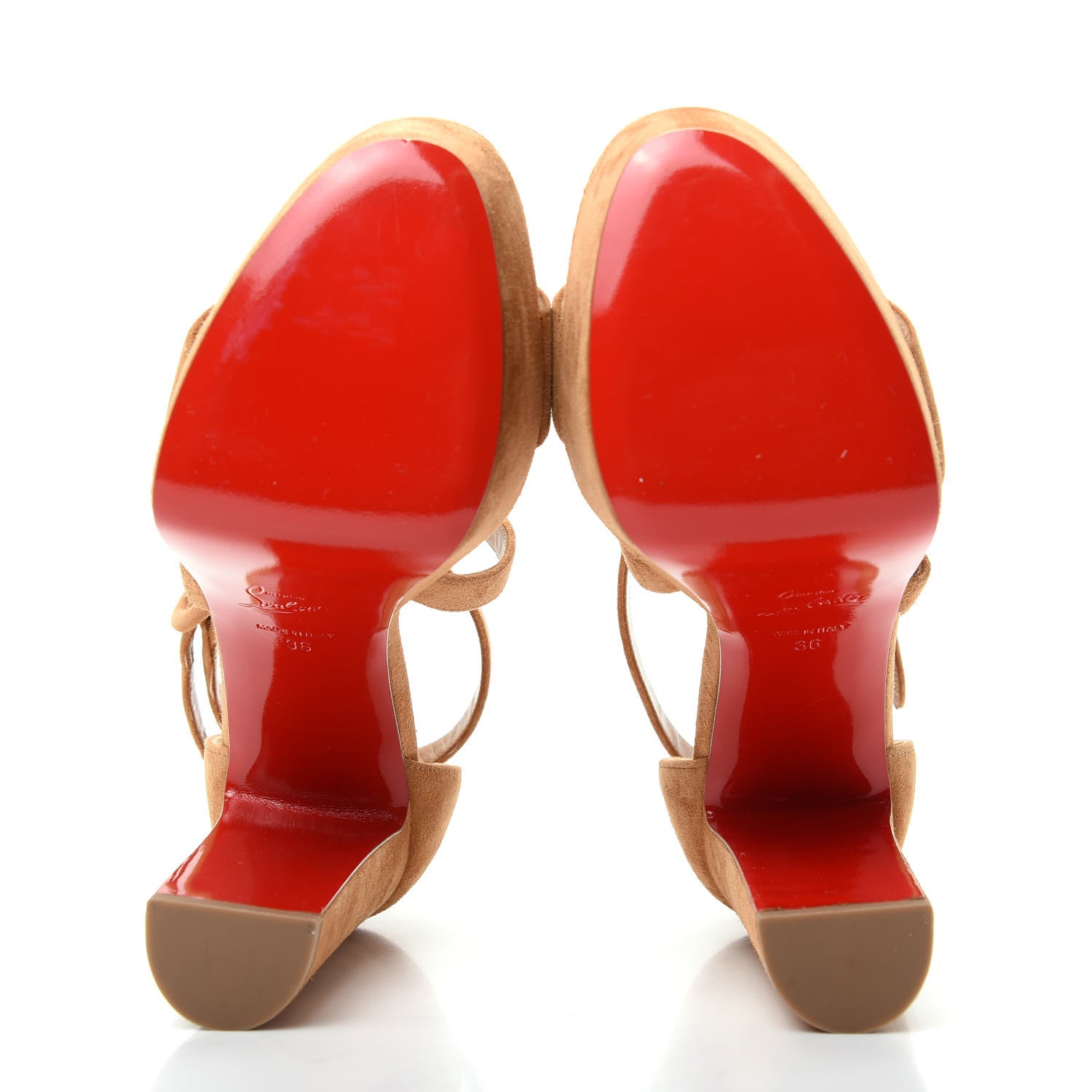 Christian Louboutin Veau Velours Loubi Bee Alta 130 Sandals 36 Cafe Creme 6 of 9