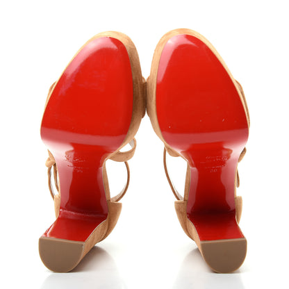 Christian Louboutin Veau Velours Loubi Bee Alta 130 Sandals 36 Cafe Creme 6 of 9