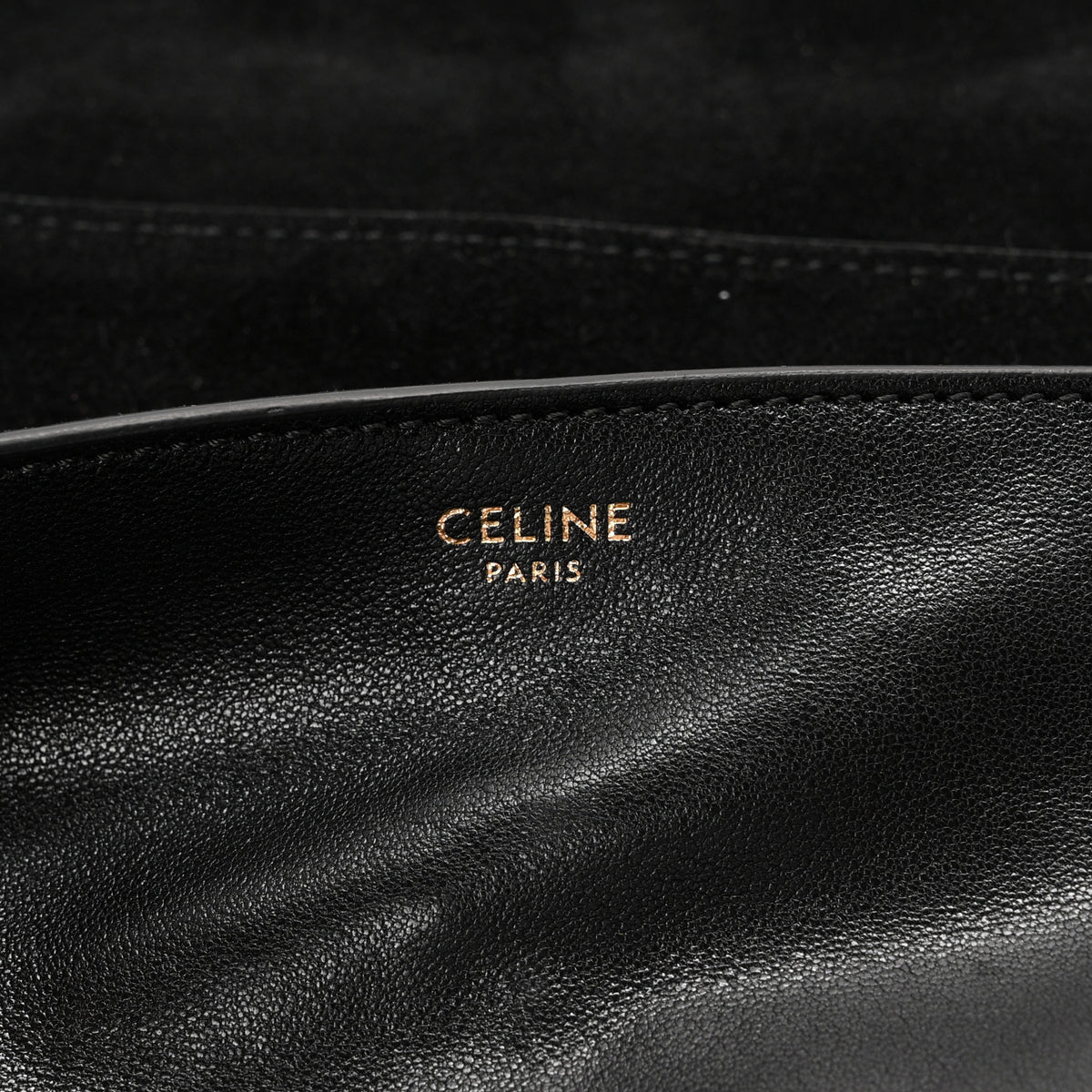 Celine Shiny Lambskin Soft Triomphe Half Moon Bag Black 6 of 9