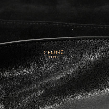 Celine Shiny Lambskin Soft Triomphe Half Moon Bag Black 6 of 9