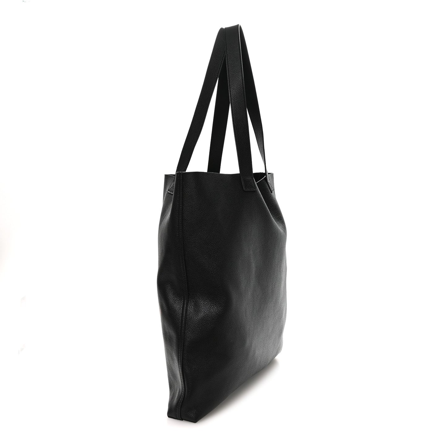 Calfskin Mens Logo Vertical Shopping Tote Black