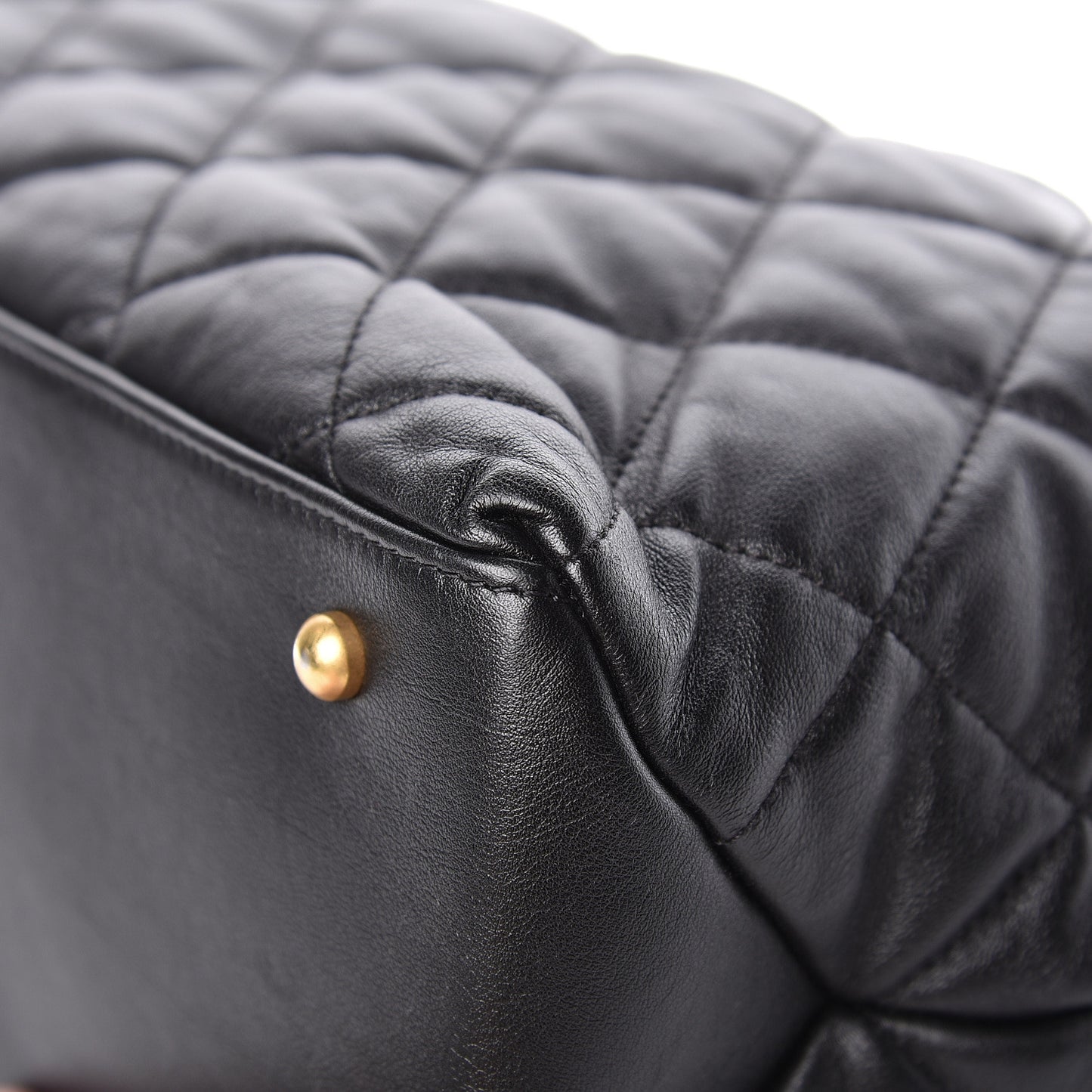 Calfskin Quilted Large Soft Elegance Tote Black