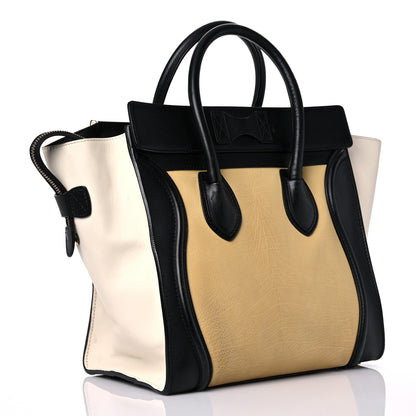 Celine Velluto Calfskin Tri-Color Mini Luggage Vanilla 2 of 37