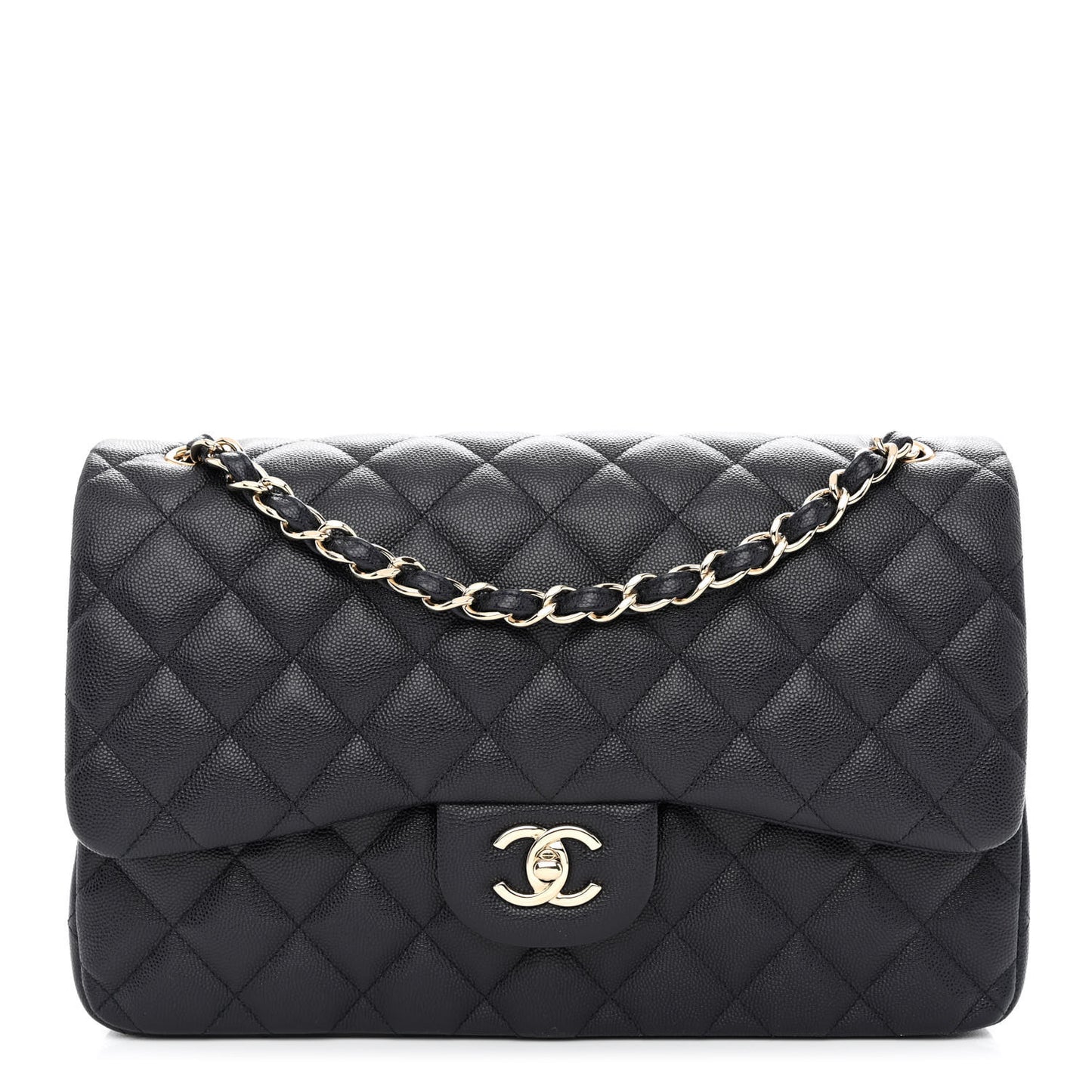 Caviar Quilted Jumbo Double Flap Navy Blue