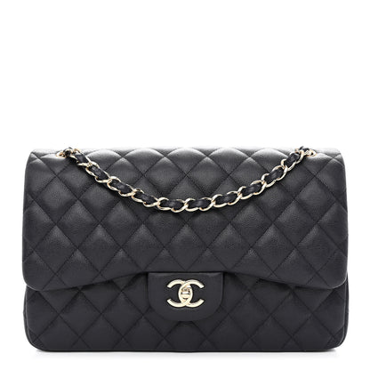 Chanel Caviar Quilted Jumbo Double Flap Navy Blue 1 of 11