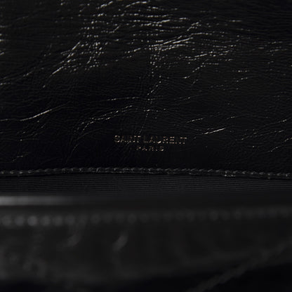 Saint Laurent Crinkled Calfskin Matelasse Monogram Baby Niki Chain Satchel Black 13 of 15