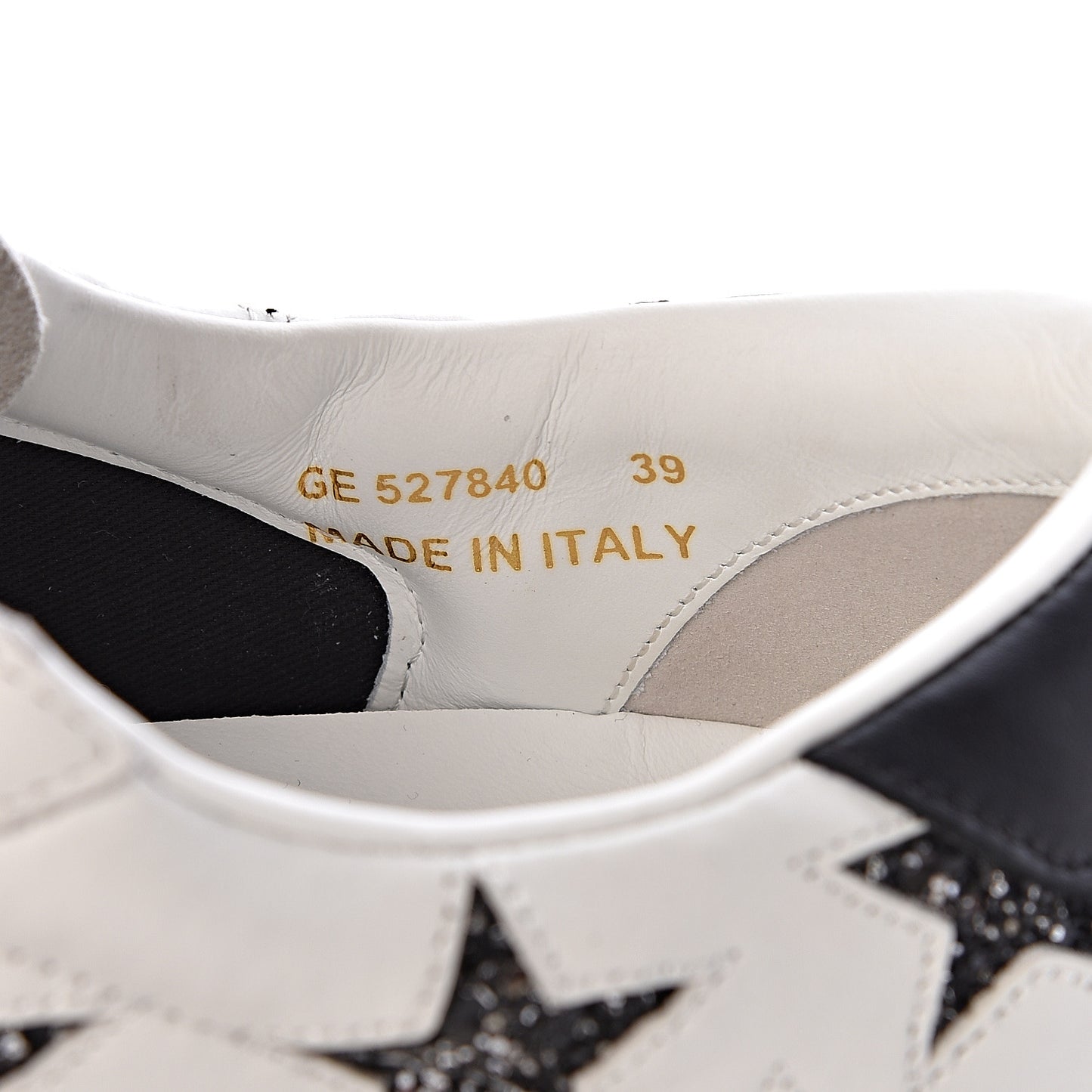 Calfskin Star Court Sneakers 39 White Argent