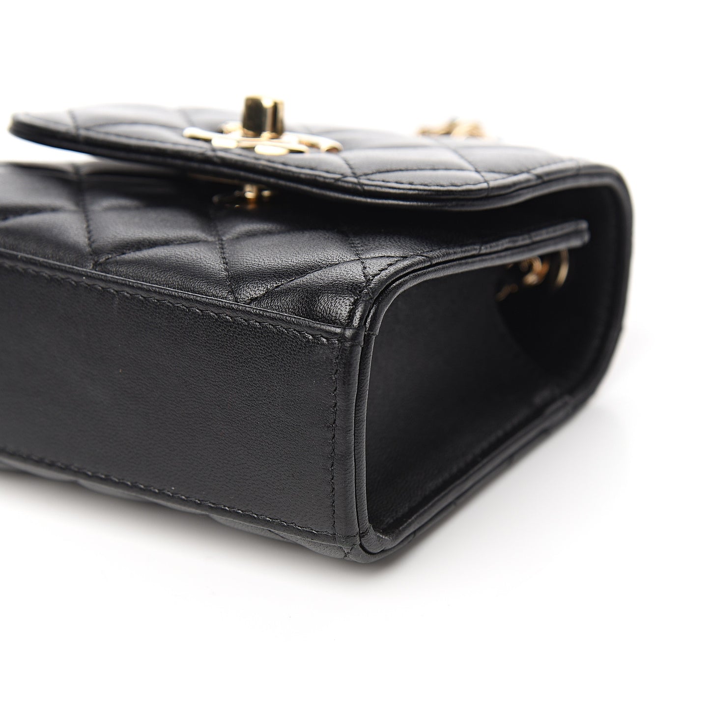 Lambskin Quilted Mini Trendy CC Chain Wallet Black