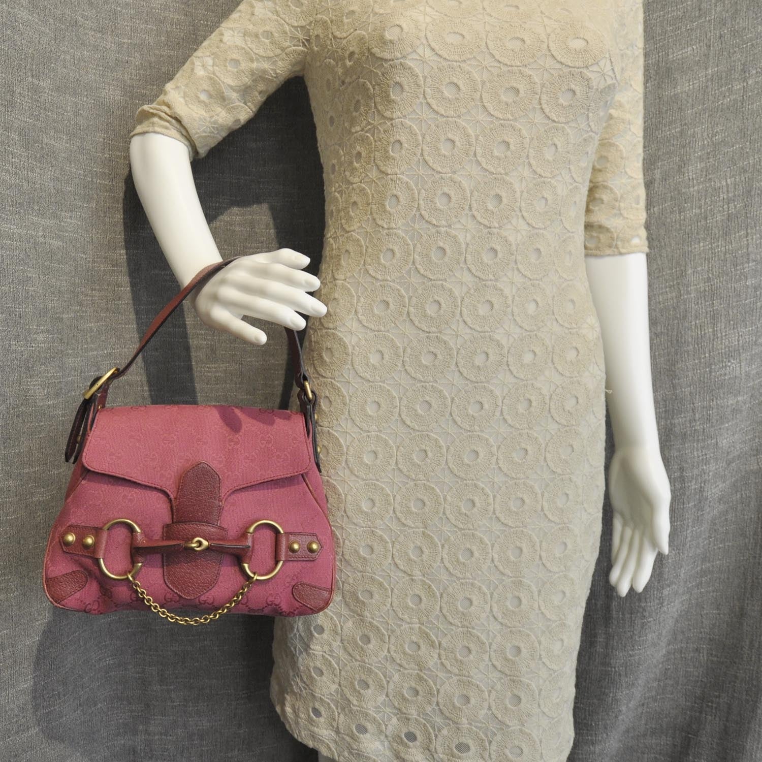 Gucci Monogram Horsebit Flap Bag Fuchsia 2 of 10