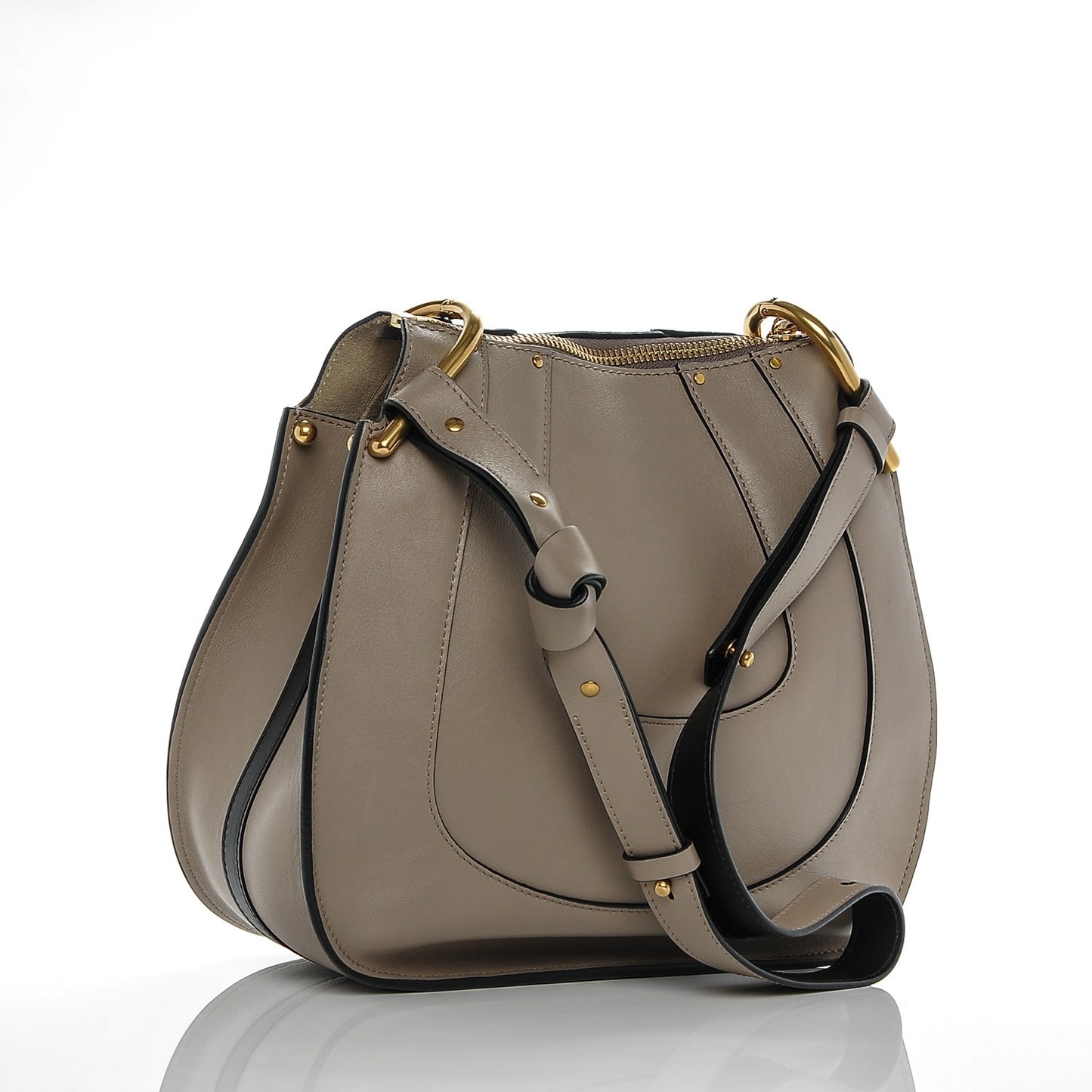 Calfskin Suede Small Hayley Hobo Cashmere Grey