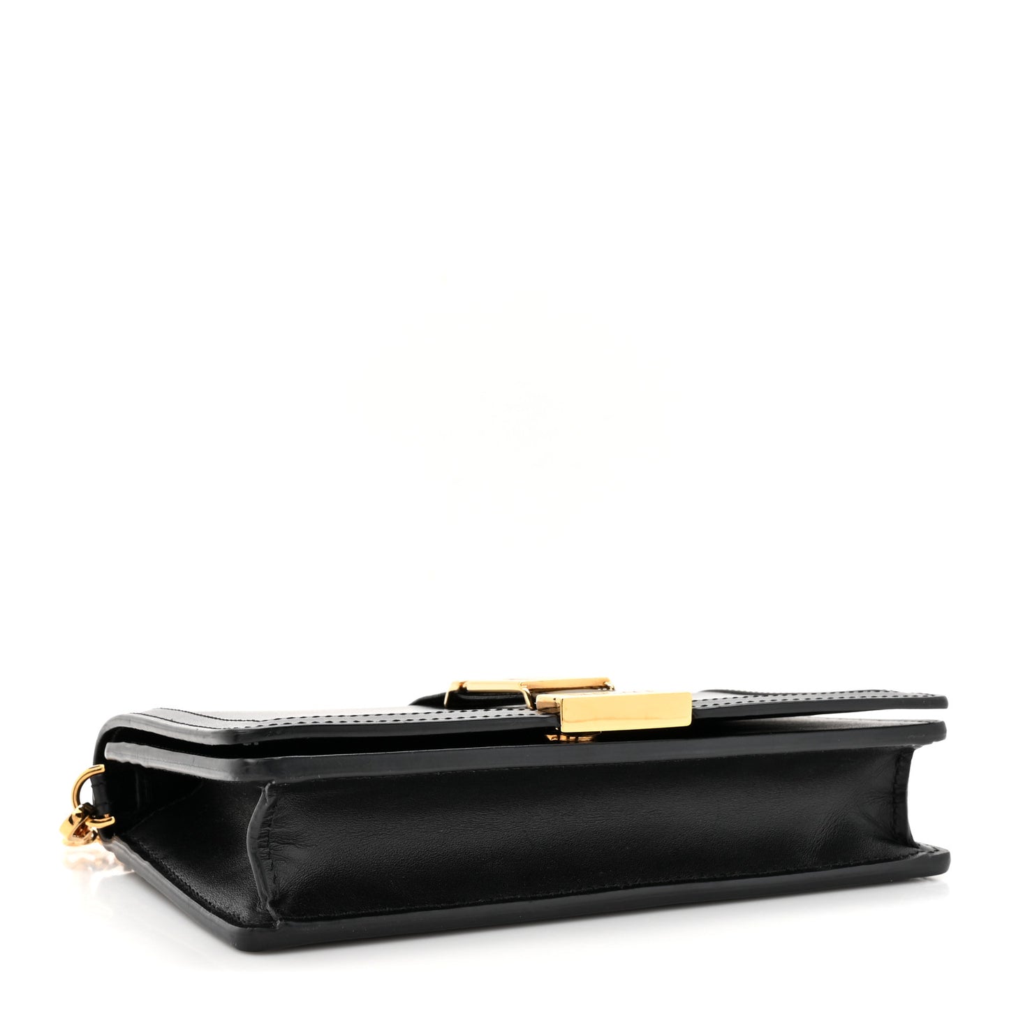 Calfskin Greca Goddess Wallet On Chain Black
