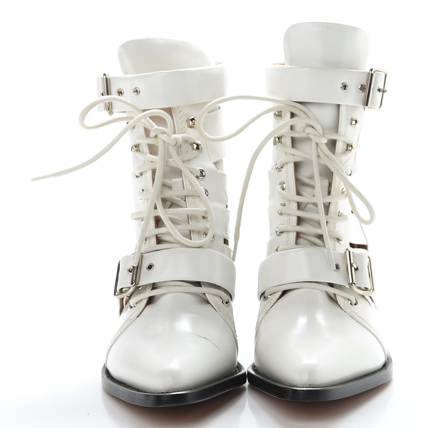 Shiny Calfskin Rylee Boots 40.5 White