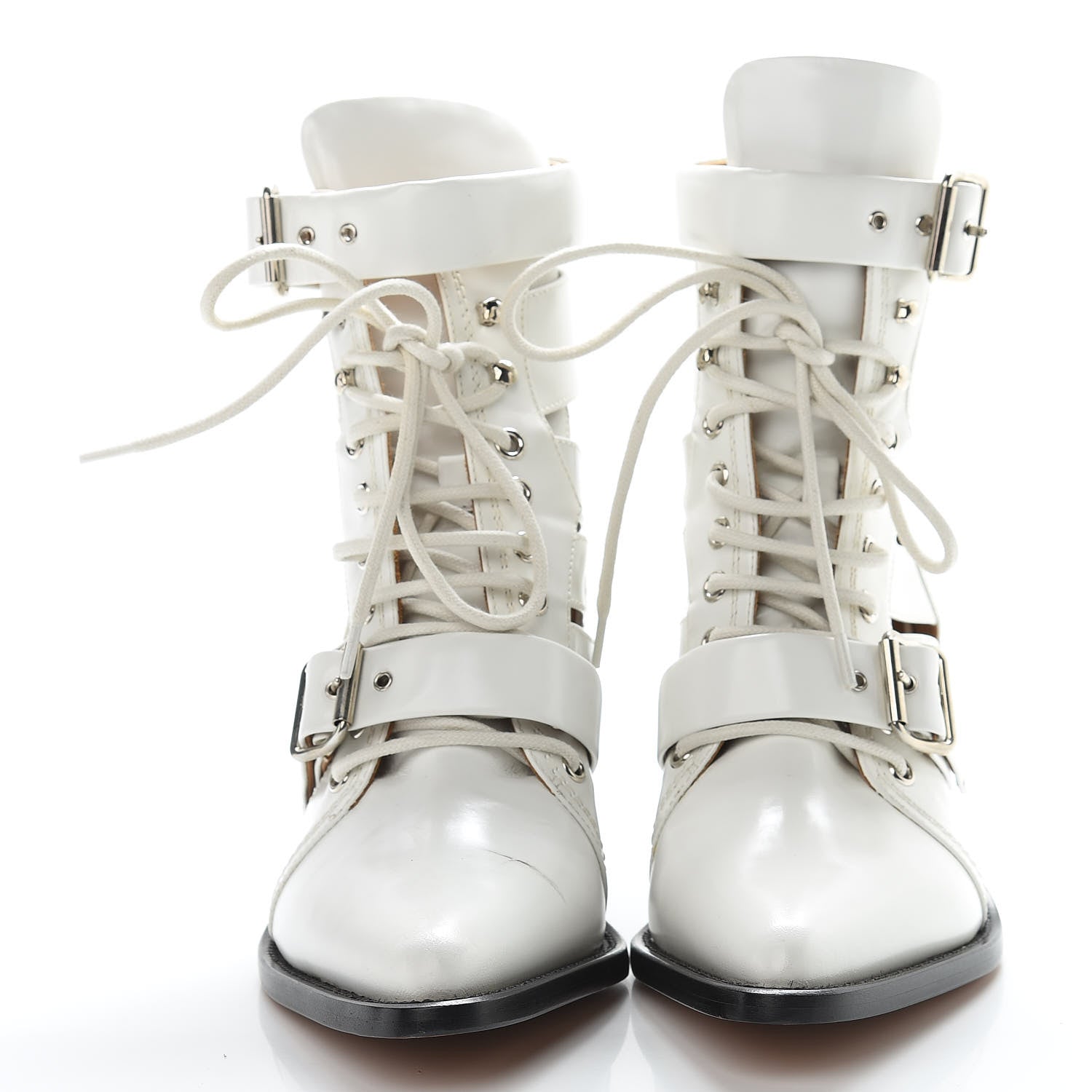 Chloe Shiny Calfskin Rylee Boots 40.5 White 2 of 12