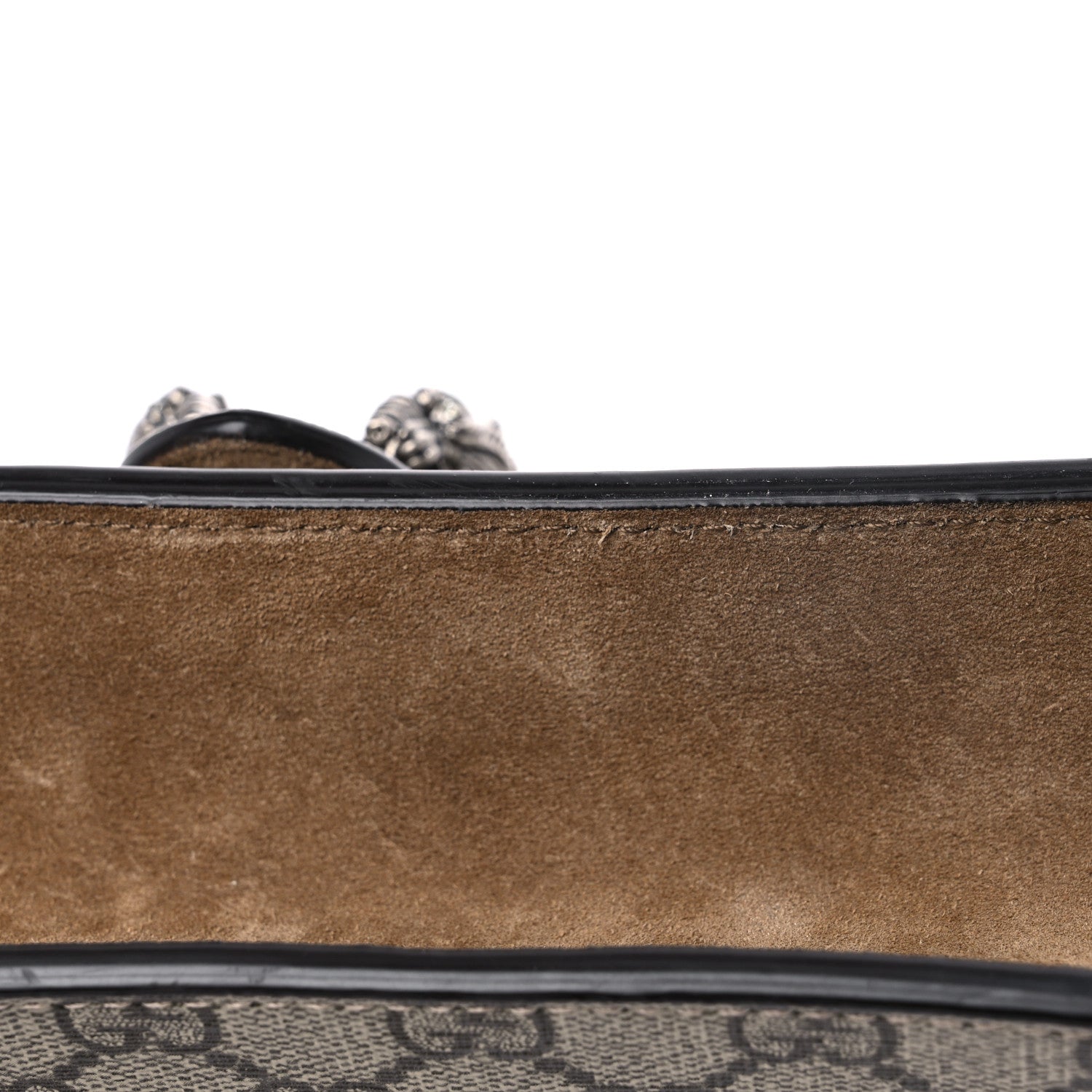 Gucci GG Supreme Monogram Suede Crystal Small Dionysus Shoulder Bag Beige Ebony Taupe 12 of 13