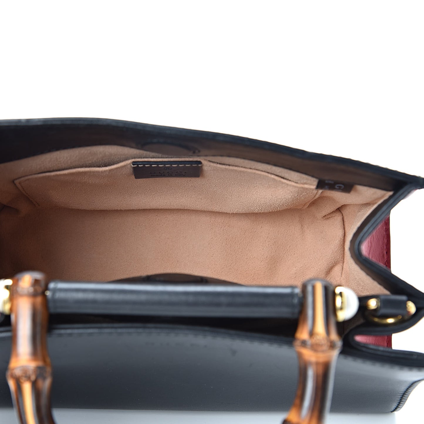 Nappa Bamboo Web Mini Nymphaea Top Handle Bag Black