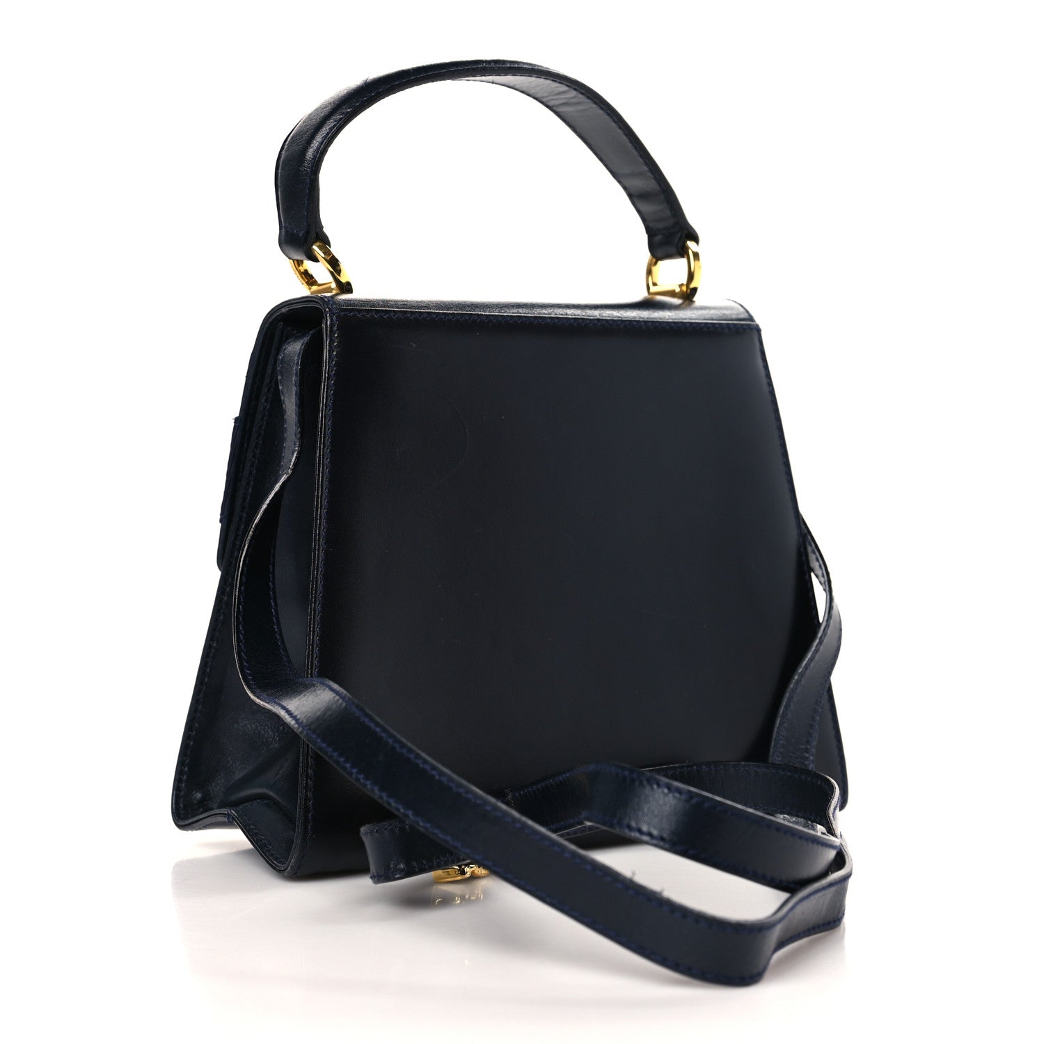Salvatore Ferragamo Calfskin Vera Bow Mini Top Handle Crossbody Bag Navy 3 of 8