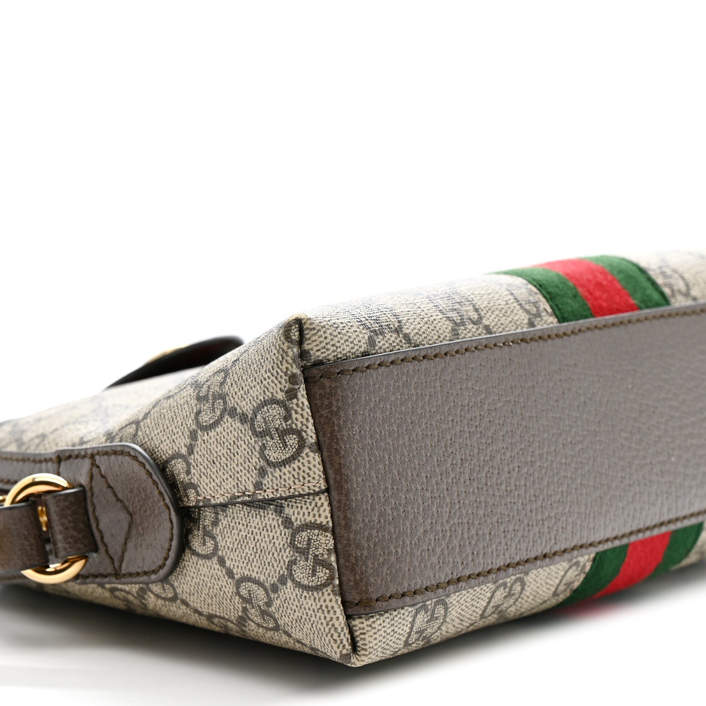 GG Supreme Monogram Textured Dollar Calfskin Web Small Ophidia Dome Shoulder Bag Beige Ebony New Acero