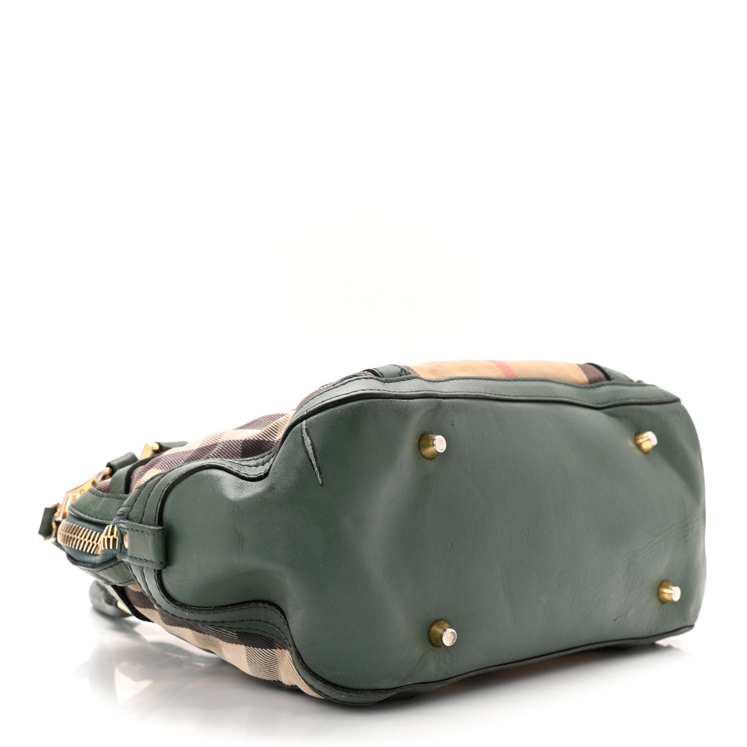 Burberry Bridle Calfskin House Check Small Orchard Bowling Bag Green 4 of 18