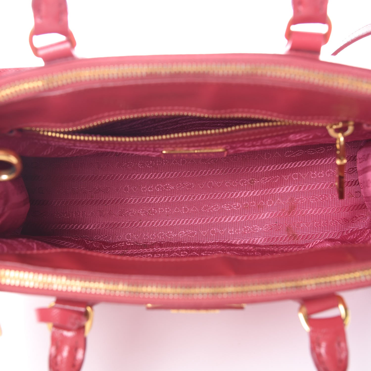 Prada Saffiano Vernice Mini Galleria Double Zip Tote Peonia 7 of 16