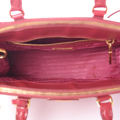 Prada Saffiano Vernice Mini Galleria Double Zip Tote Peonia 7 of 16