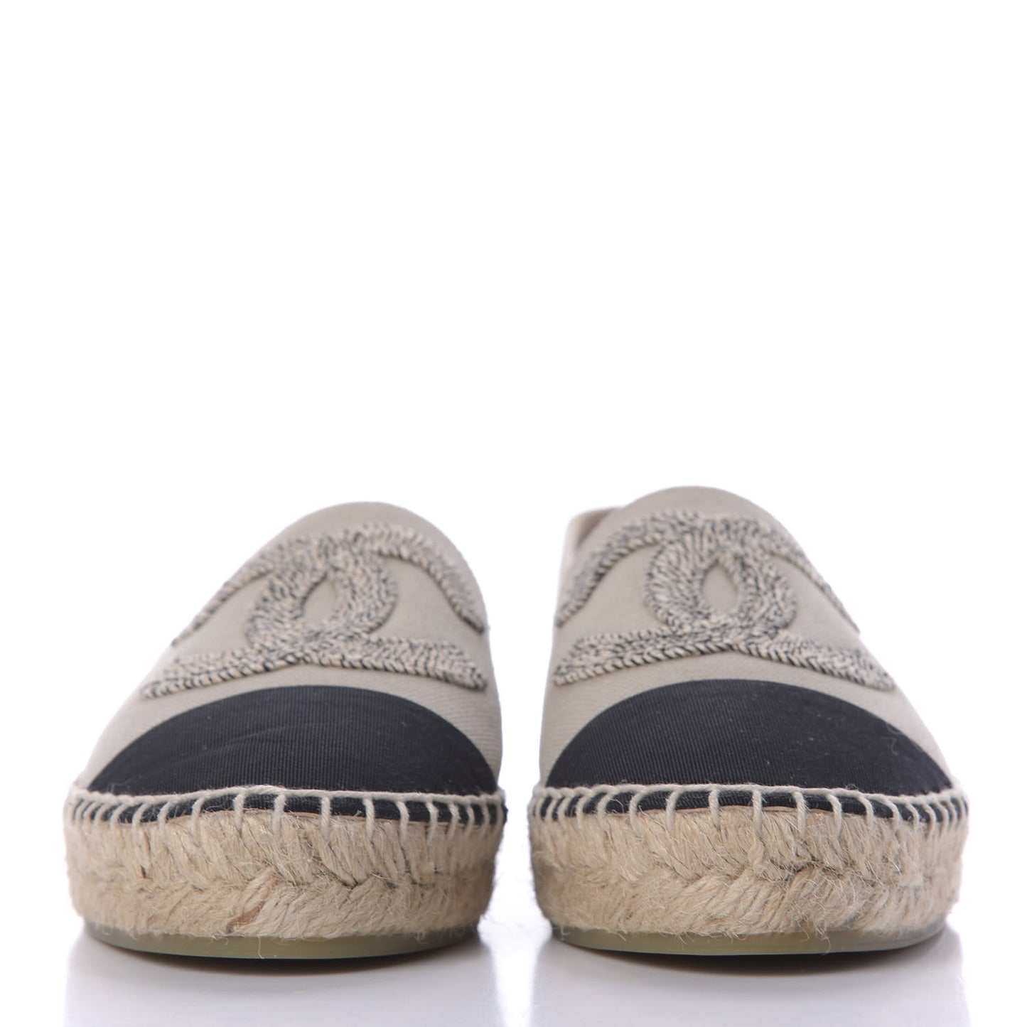 Canvas Grosgrain CC Espadrilles 35 Beige Black