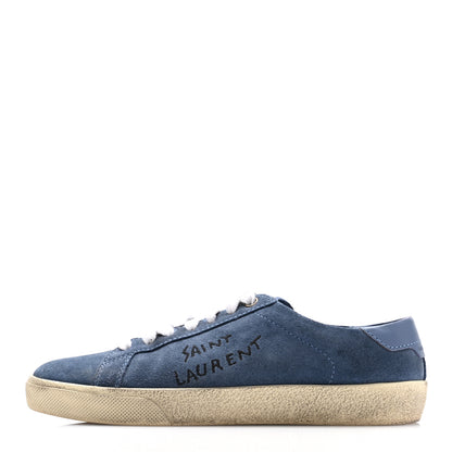 Saint Laurent Distressed Suede Womens Court Classic Sneakers 36 Denim 1 of 9