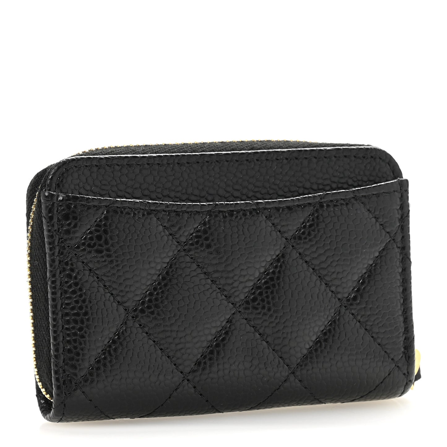 Caviar Quilted Zip Coin Purse Black