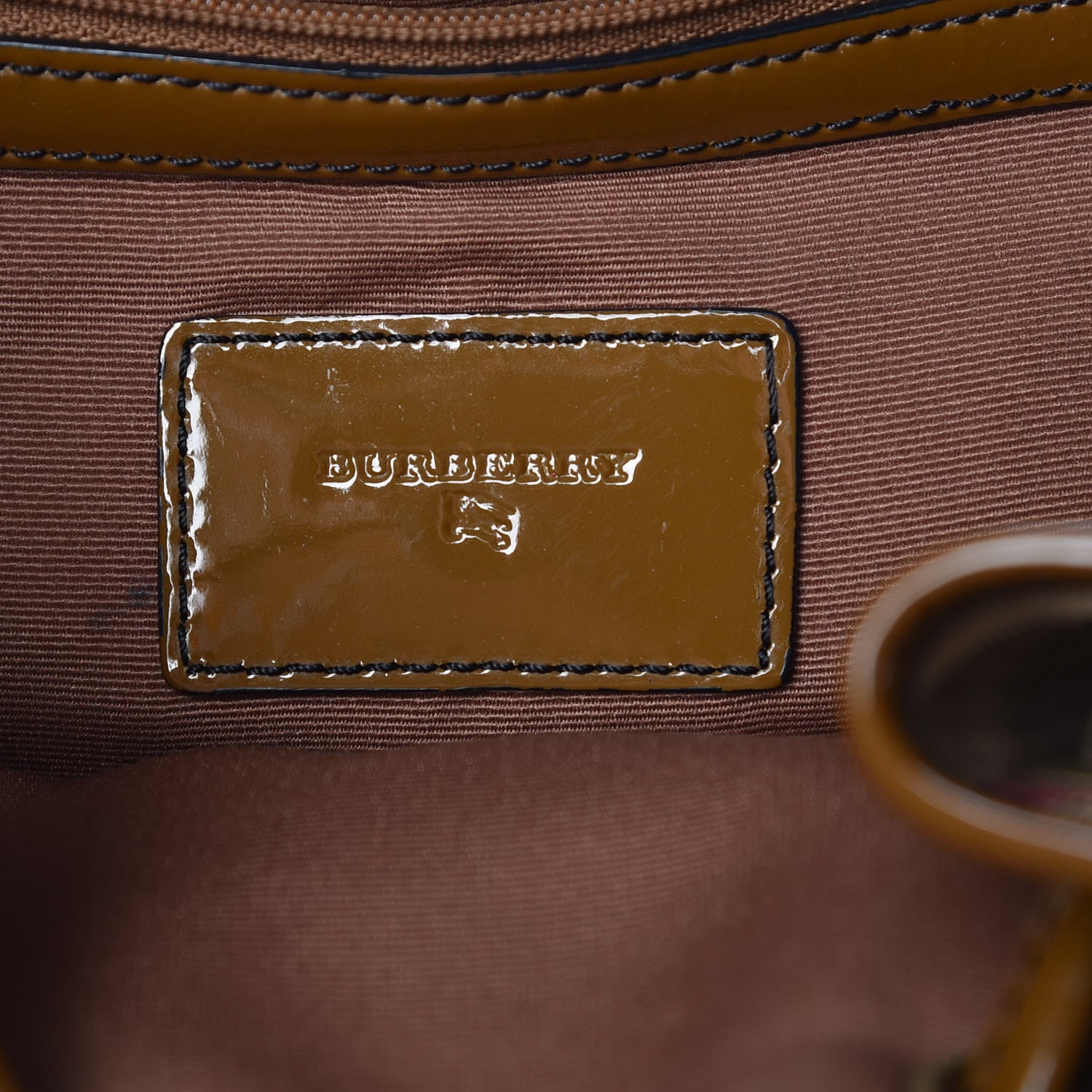 Burberry Patent Trim Nova Check Drawstring Bucket Bag Brown 6 of 23