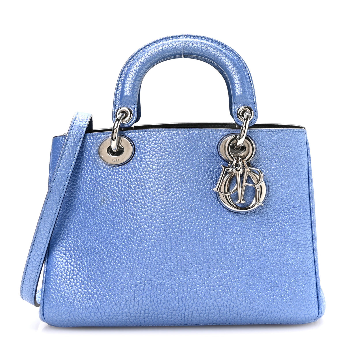 Christian Dior Metallic Bullcalf Mini Diorissimo Tote Blue 1 of 11