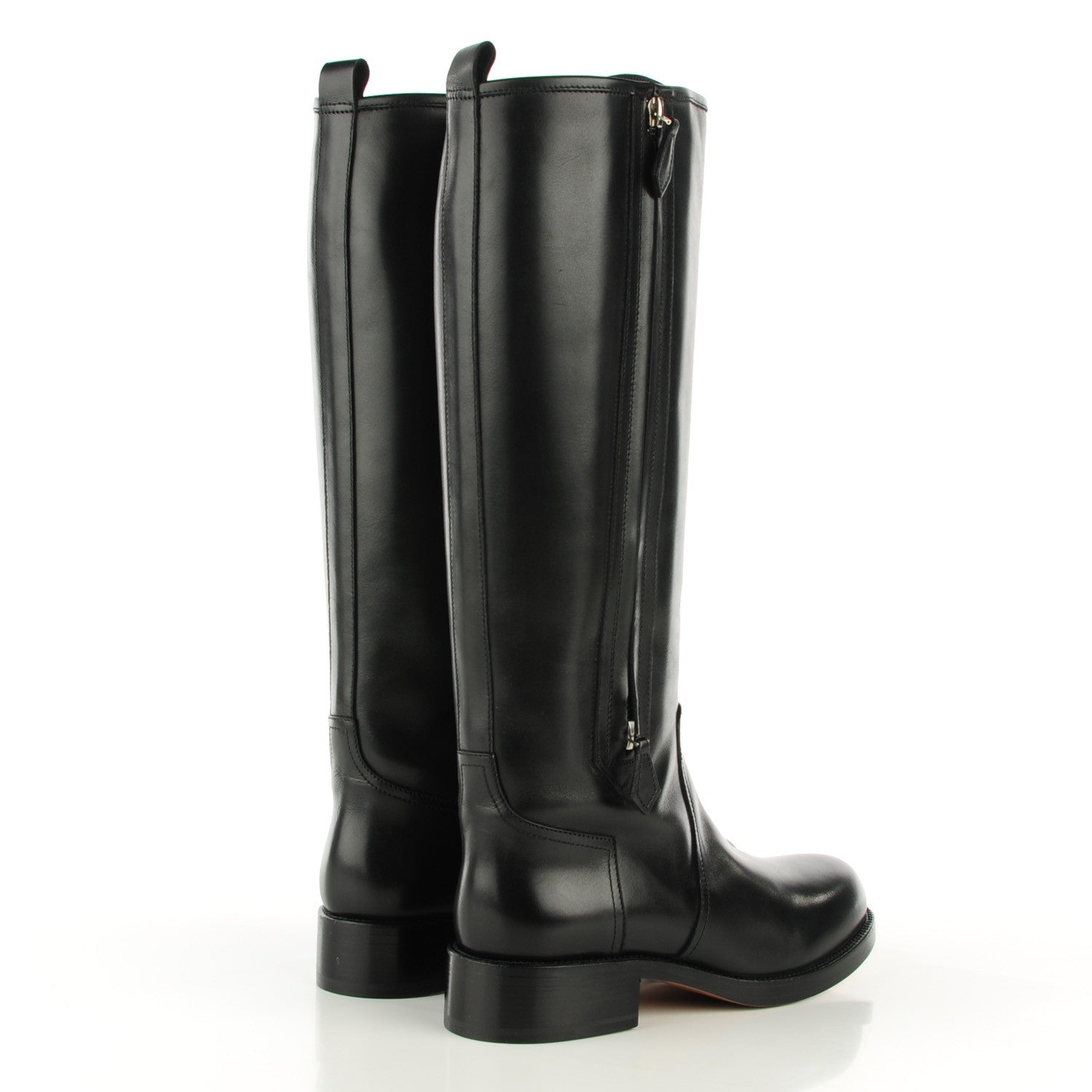Hermes Box Calfskin Equestrian Land Boots 37.5 Black 4 of 7