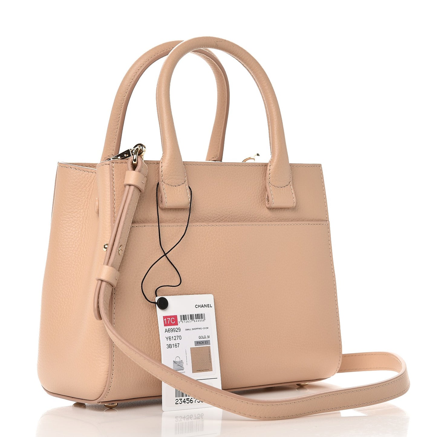 Grained Calfskin Mini Neo Executive Shopper Tote Light Beige